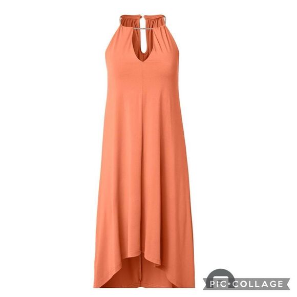 Coral Keyhole Cocktail Dress Med New - Picture 13 of 13